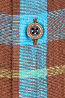 Kahve Kısa Kol Ekose Pamuk Gömlek