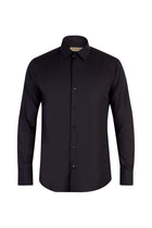 Siyah Uzun Kol Easy Care Slim Fit Dar Kesim Pamuk Gömlek-Abdullah Ki??l?