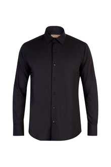 Siyah Uzun Kol Easy Care Slim Fit Dar Kesim Pamuk Gömlek-Abdullah Ki??l?
