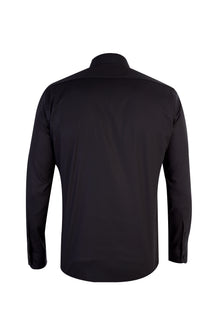 Siyah Uzun Kol Easy Care Slim Fit Dar Kesim Pamuk Gömlek-Abdullah Ki??l?