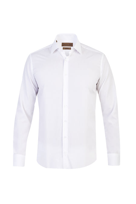 Beyaz Uzun Kol Easy Care Slim Fit Dar Kesim Pamuk Gömlek