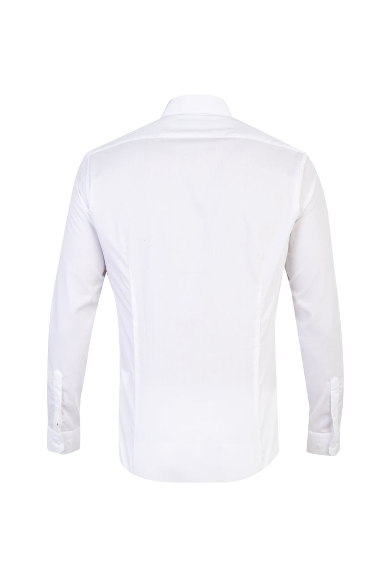 Beyaz Uzun Kol Easy Care Slim Fit Dar Kesim Pamuk Gömlek