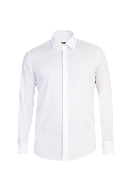 Beyaz Uzun Kol Easy Care Slim Fit Dar Kesim Pamuk Gömlek
