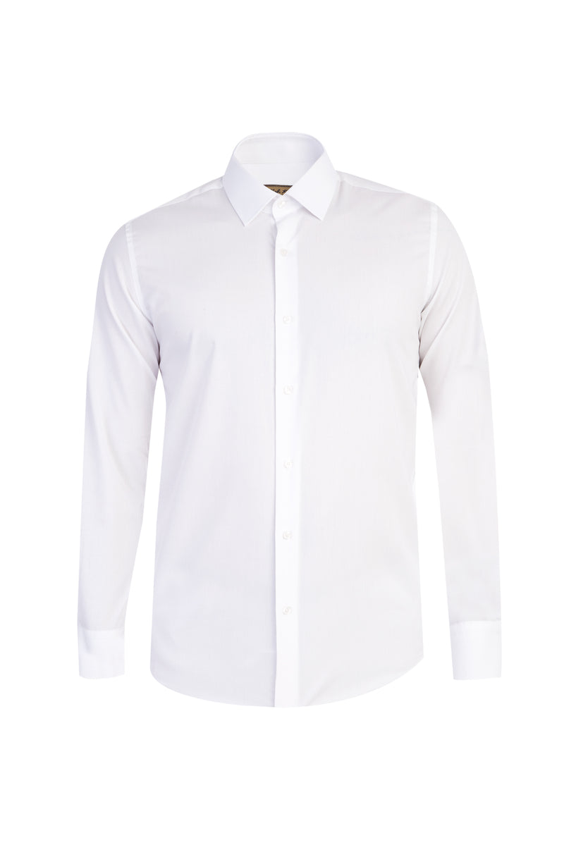 Beyaz Uzun Kol Easy Care Slim Fit Dar Kesim Pamuk Gömlek