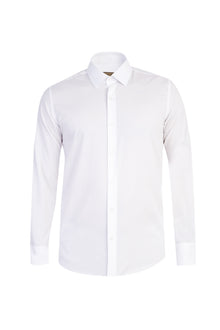 Beyaz Uzun Kol Easy Care Slim Fit Dar Kesim Pamuk Gömlek-Abdullah Ki??l?
