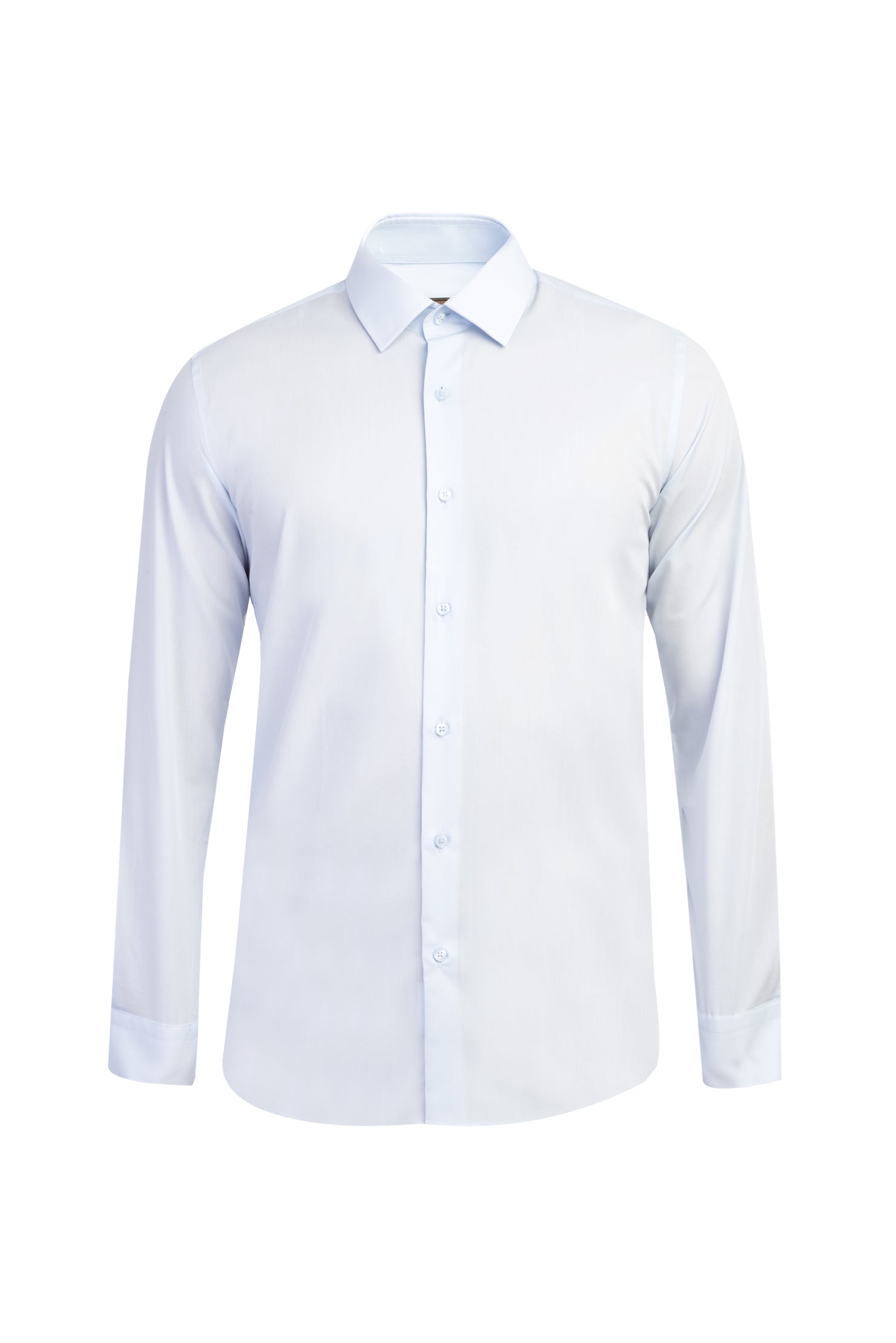 Açık Mavi Uzun Kol Easy Care Slim Fit Dar Kesim Pamuk Gömlek