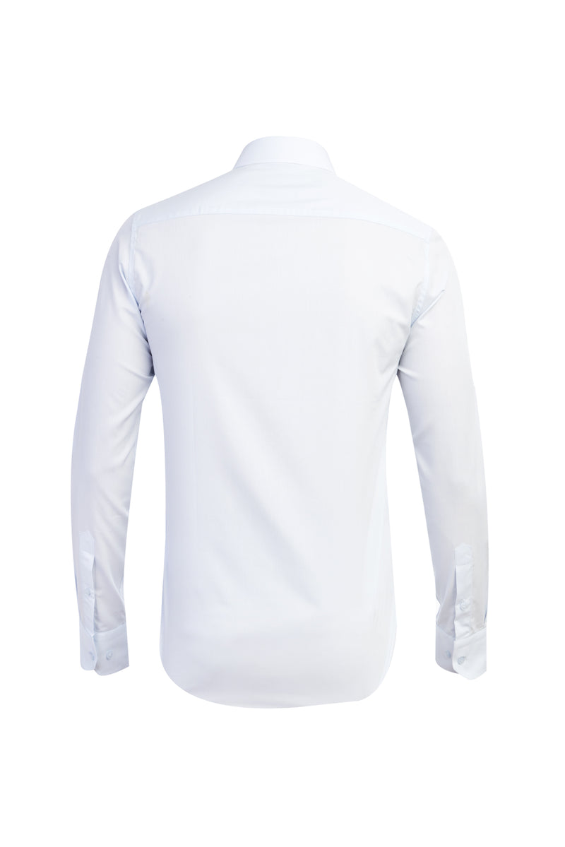 Açık Mavi Uzun Kol Easy Care Slim Fit Dar Kesim Pamuk Gömlek