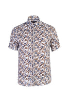 Kahve Kısa Kol Desenli Pamuk Gömlek