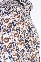 Kahve Kısa Kol Desenli Pamuk Gömlek