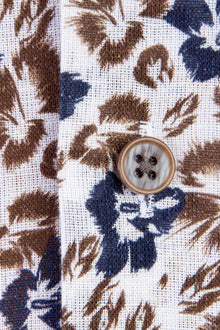 Kahve Kısa Kol Desenli Pamuk Gömlek