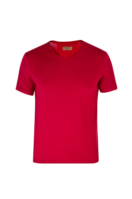 Kırmızı V Yaka Regular Fit T-shirt