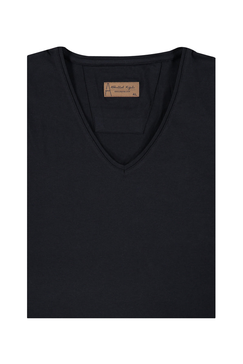 Lacivert Büyük Beden V Yaka Regular Fit T-shirt
