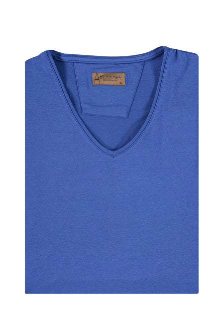 Mavi Büyük Beden V Yaka Regular Fit T-shirt