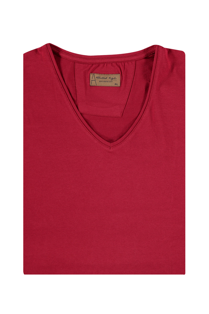 Kırmızı AK BB BASIC DÜZ  V YAKA