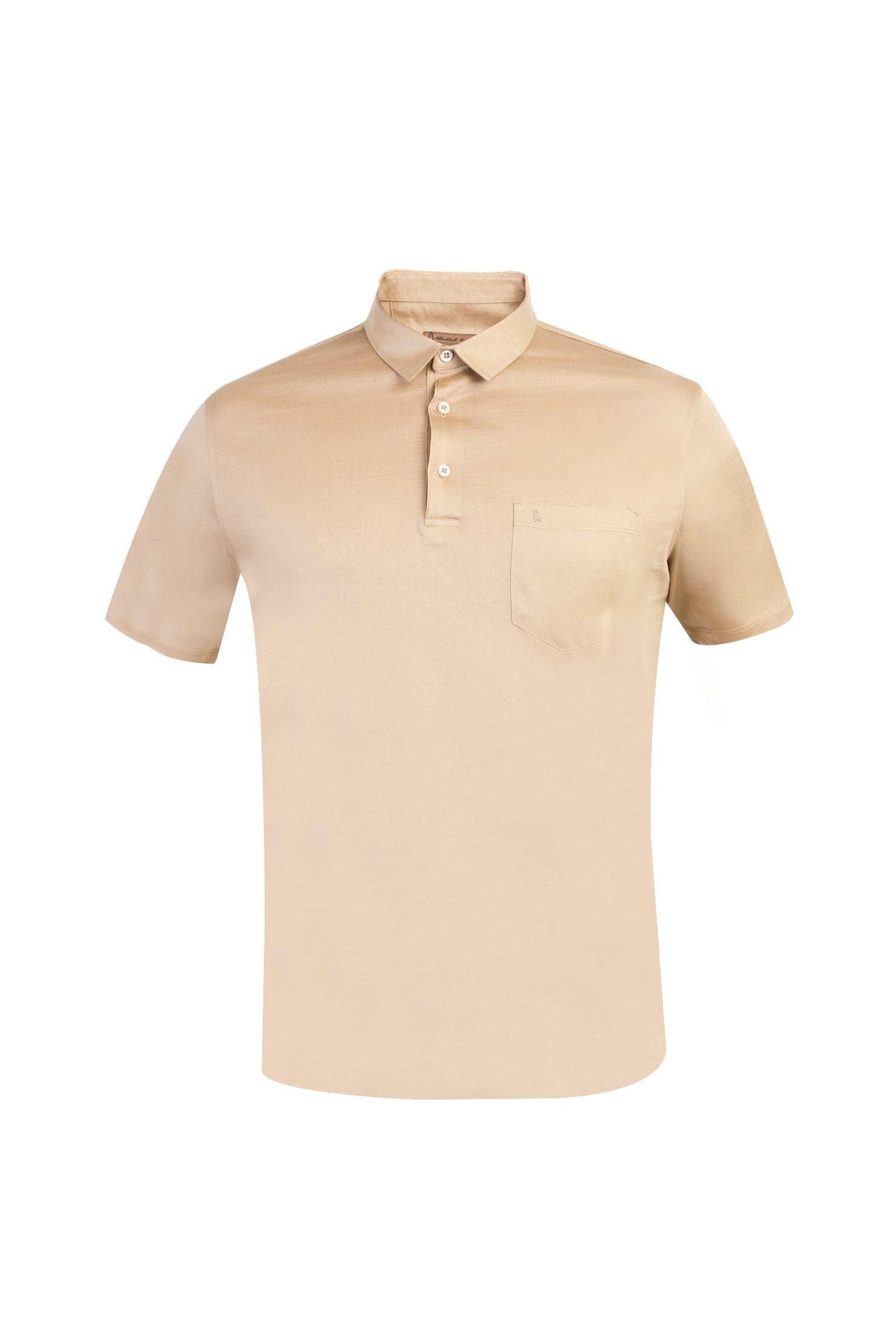Bej Polo Yaka Süprem Regular Fit Pamuk T-shirt-Abdullah Ki??l?
