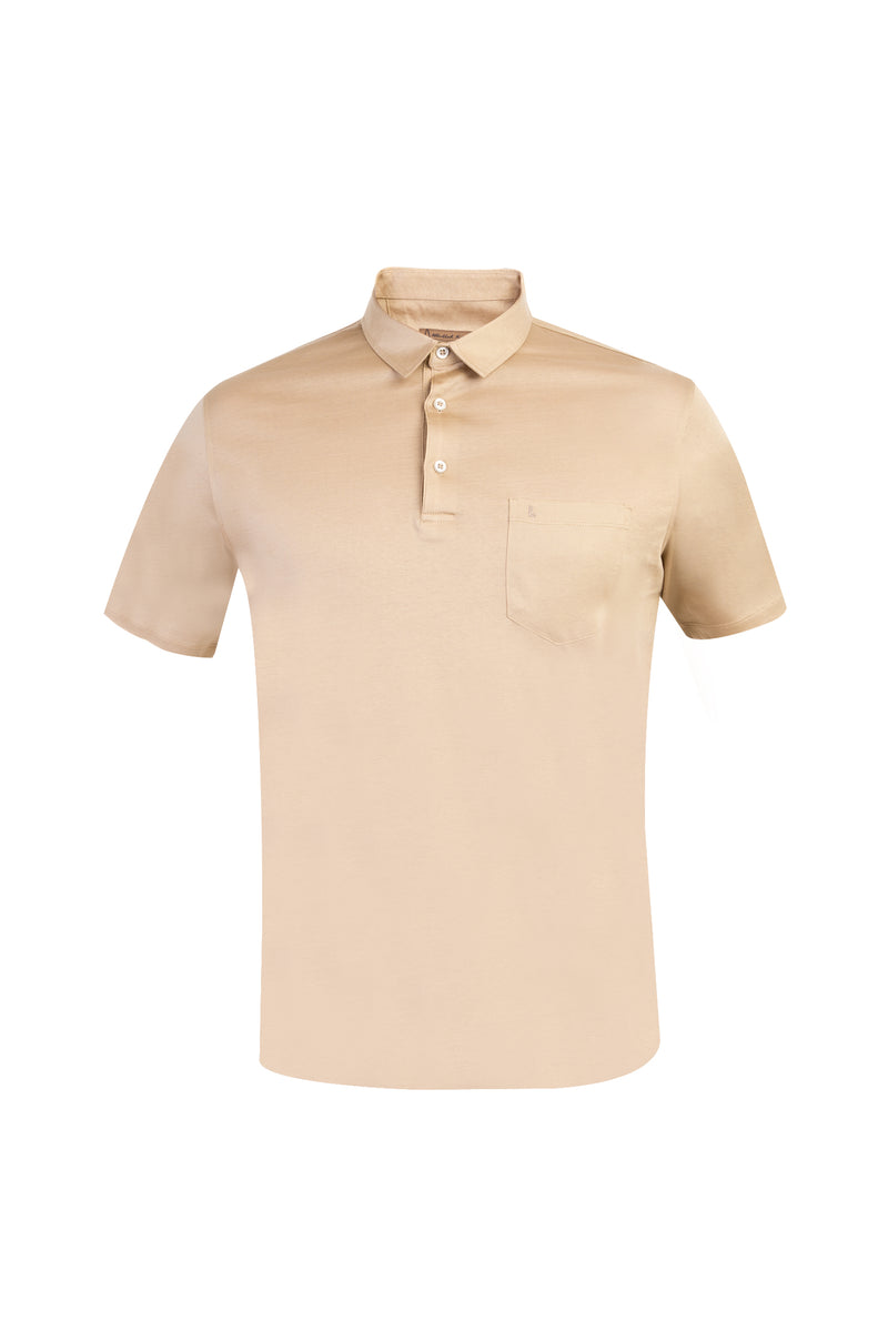 Bej Polo Yaka Süprem Regular Fit Pamuk T-shirt