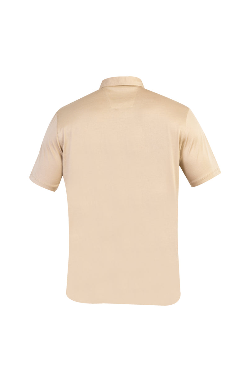 Bej Polo Yaka Süprem Regular Fit Pamuk T-shirt