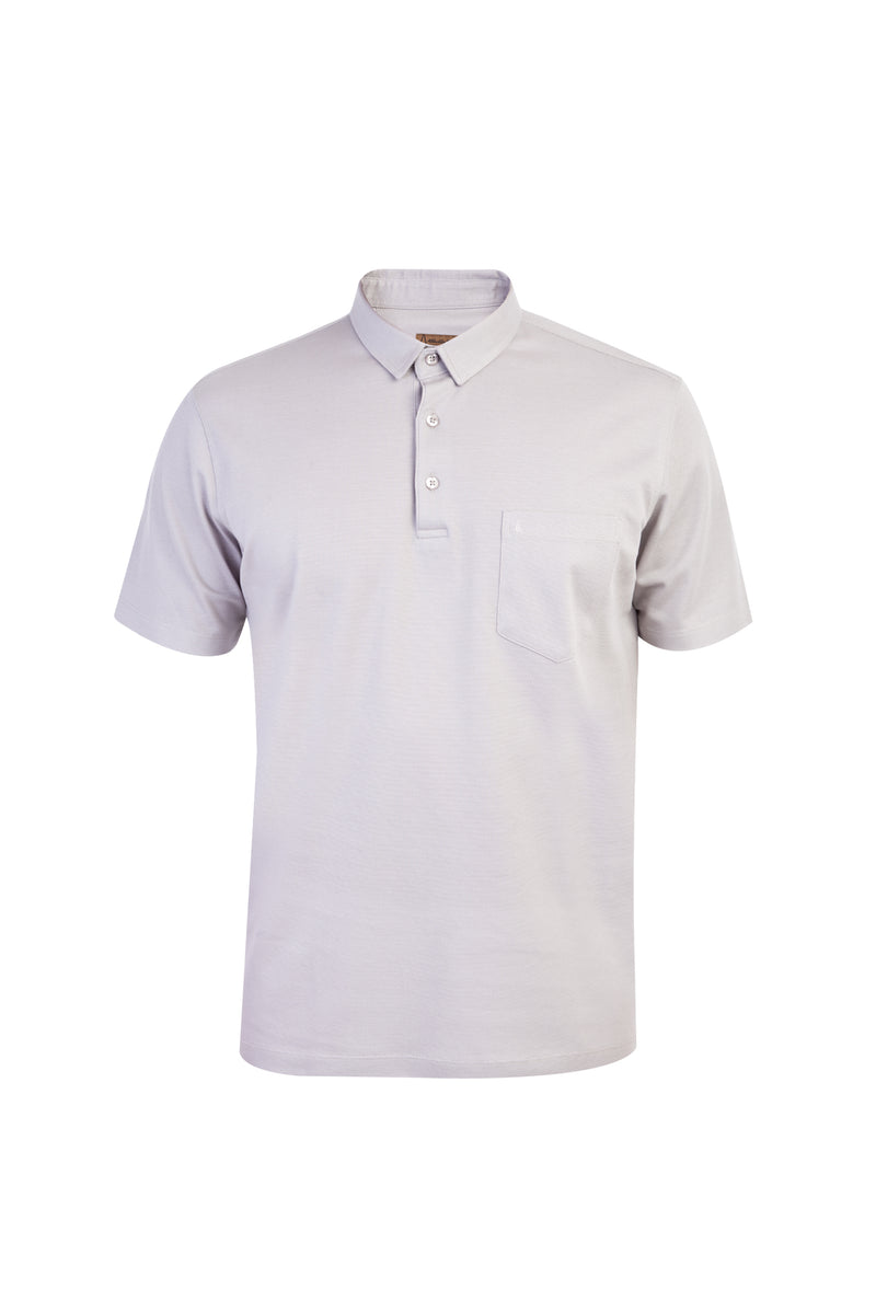 Açık Gri Polo Yaka Regular Fit Pamuk T-shirt