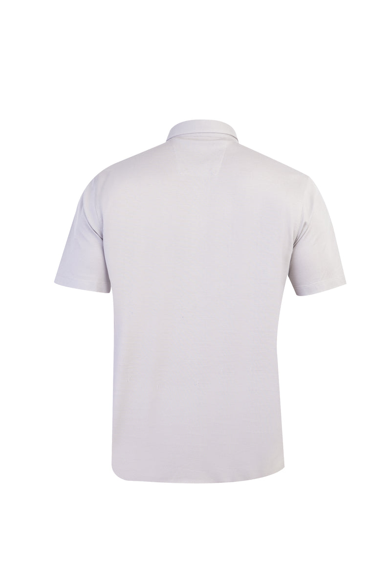 Açık Gri Polo Yaka Regular Fit Pamuk T-shirt