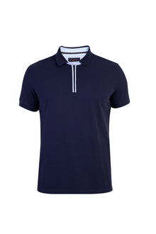 Lacivert Polo Yaka Fermuarl? Pamuk T-shirt-Abdullah Ki??l?