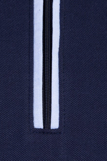 Lacivert Polo Yaka Fermuarl? Pamuk T-shirt-Abdullah Ki??l?