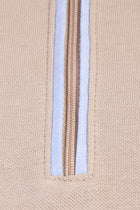 Bej Polo Yaka Regular Fit Fermuarlı Pamuk T-shirt