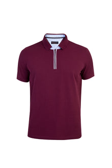 Bordo Polo Yaka Regular Fit Fermuarlı Pamuk T-shirt