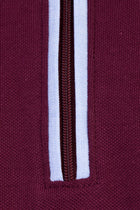 Bordo Polo Yaka Regular Fit Fermuarlı Pamuk T-shirt