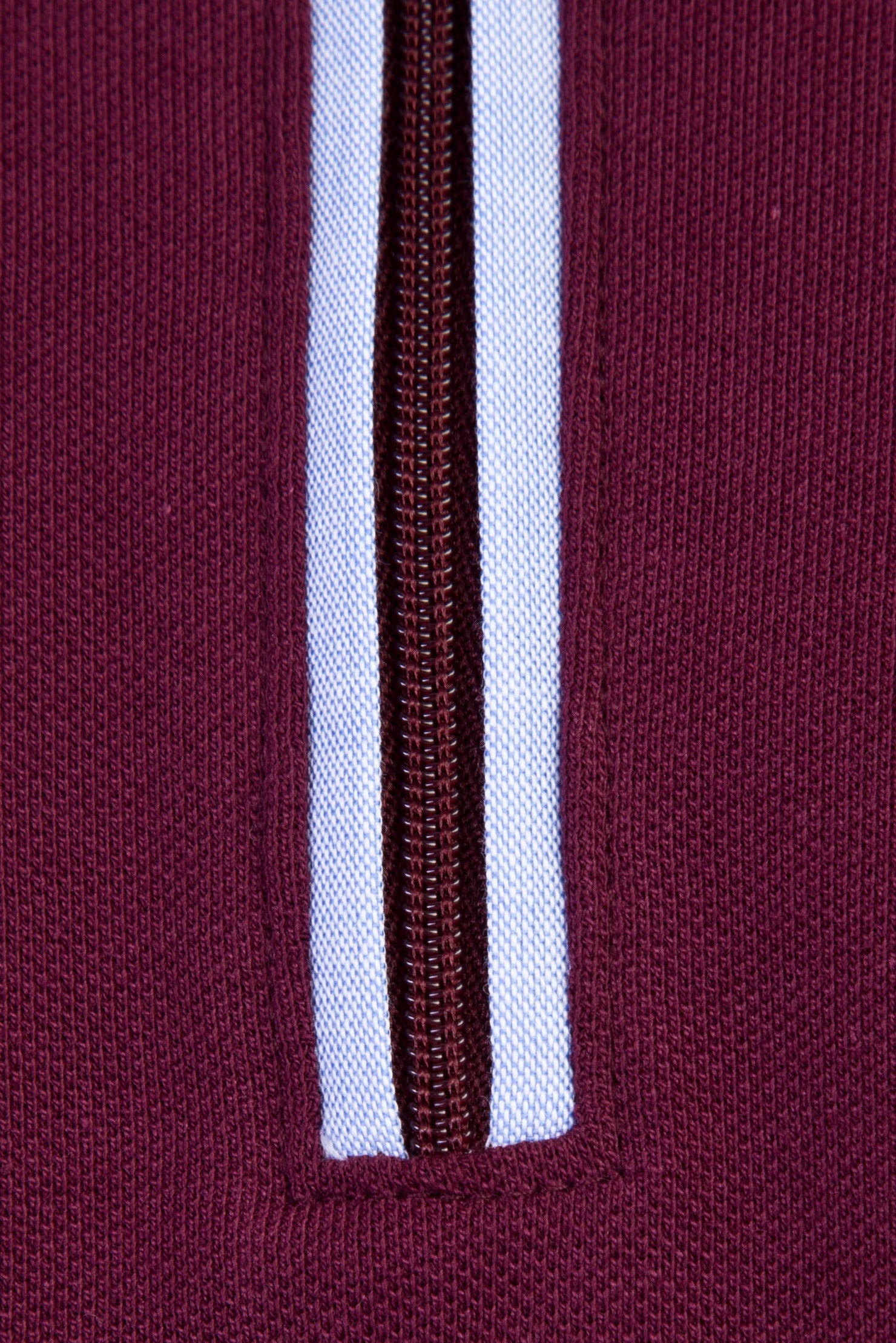 Bordo Polo Yaka Regular Fit Fermuarlı Pamuk T-shirt
