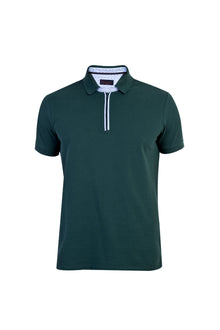 Koyu Yesil Polo Yaka Regular Fit Fermuarlı Pamuk T-shirt