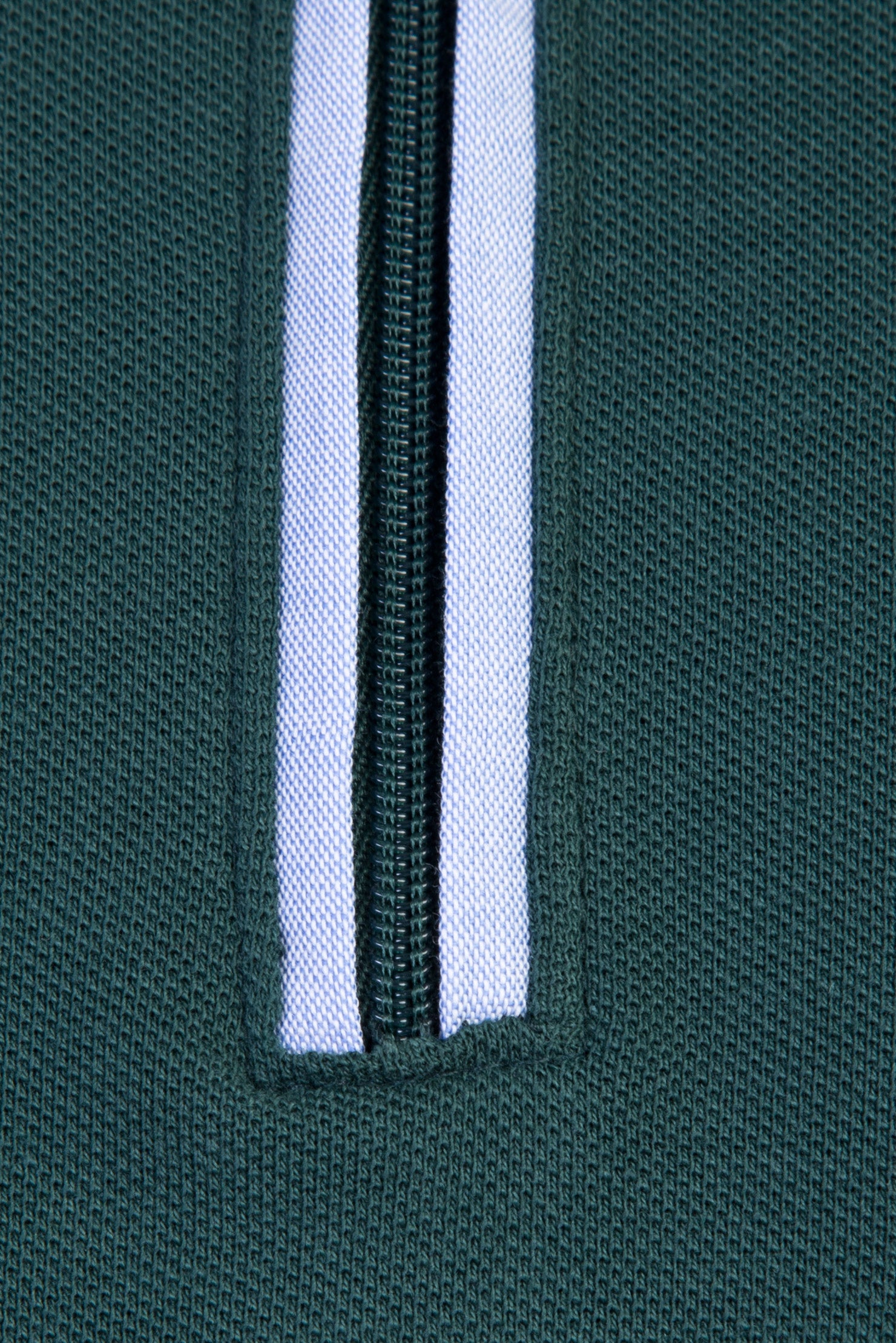 Koyu Yesil Polo Yaka Regular Fit Fermuarlı Pamuk T-shirt