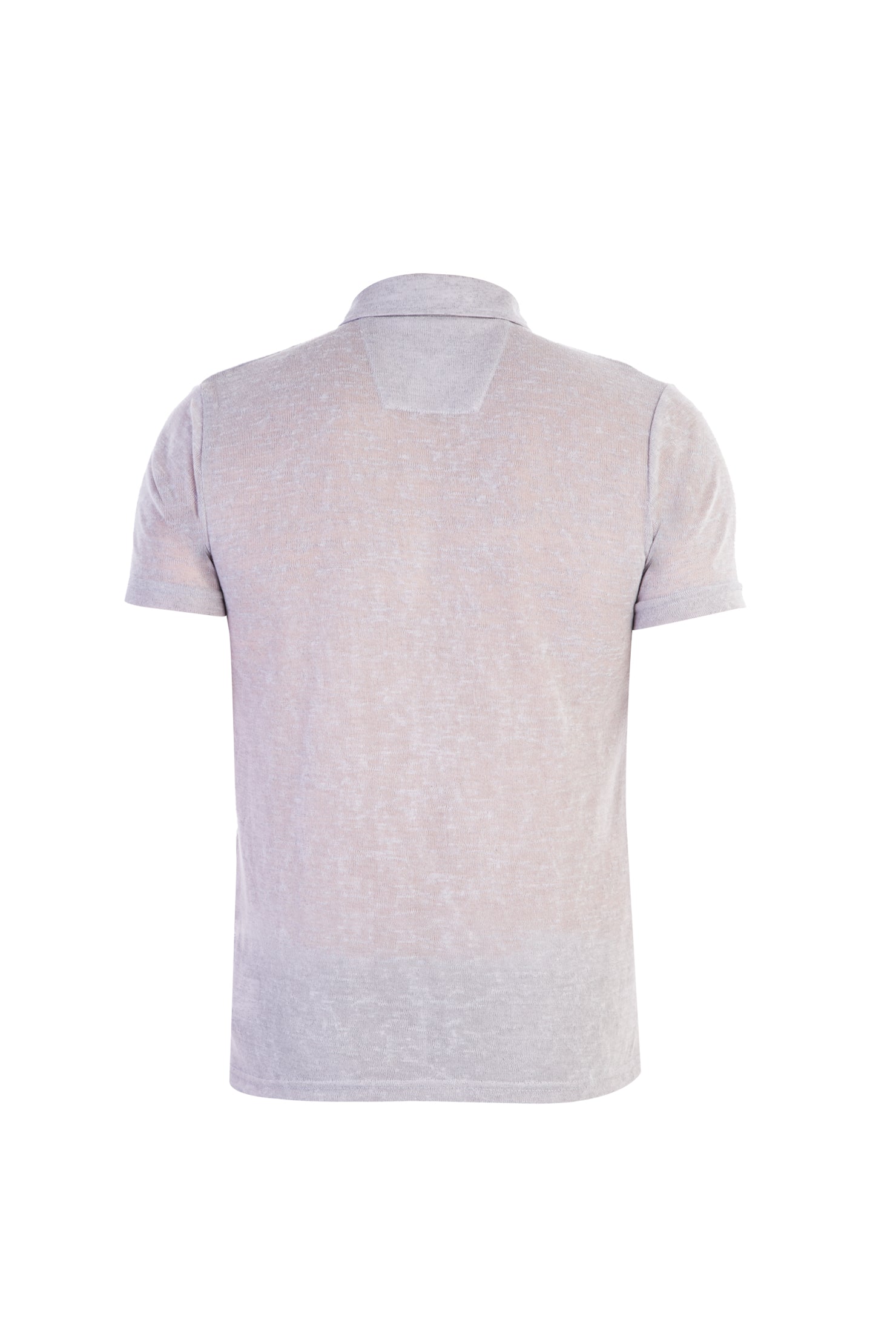 Açık Gri Polo Yaka Slim Fit Dar Kesim Desenli T-shirt