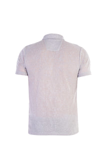Açık Gri Polo Yaka Slim Fit Dar Kesim Desenli T-shirt