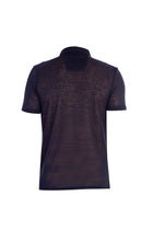 Lacivert Polo Yaka Slim Fit Dar Kesim Desenli T-shirt