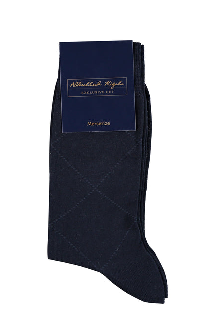Lacivert Desenli Merserize Çorap-Abdullah Ki??l?