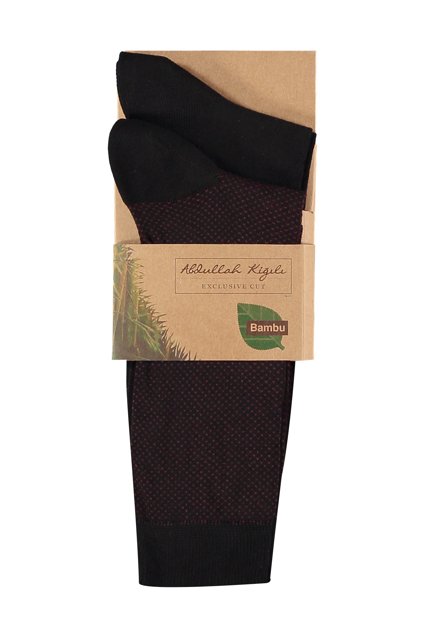 Bordo 2'li Desenli Bambu Çorap Seti