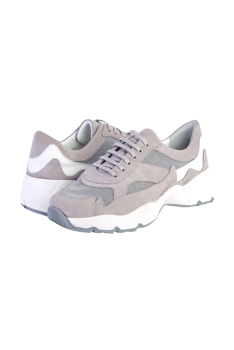 Açık Gri Sneaker Deri Ayakkabı