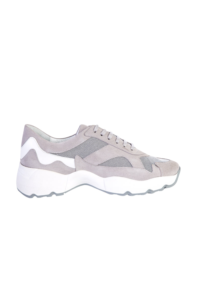 Açık Gri Sneaker Deri Ayakkabı