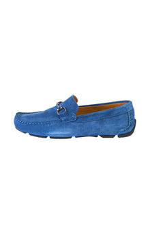 Mavi Süet Casual Loafer Deri Ayakkab?-Abdullah Ki??l?