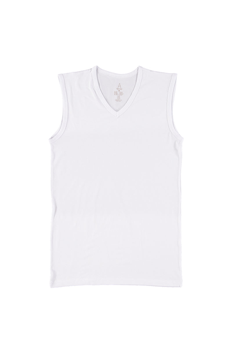 Beyaz 2'li V Yaka Pamuklu Atlet Seti