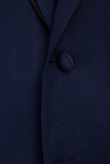 Mavi Mono Yaka Slim Fit Dar Kesim Yün Smokin & Damatlık