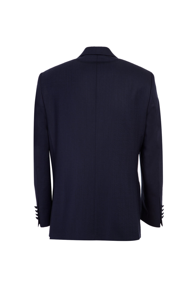 Koyu Mavi Mono Yaka Slim Fit Dar Kesim Yün Smokin & Damatlık