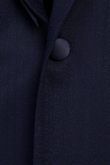 Koyu Mavi Mono Yaka Yün Smokin & Damatlık