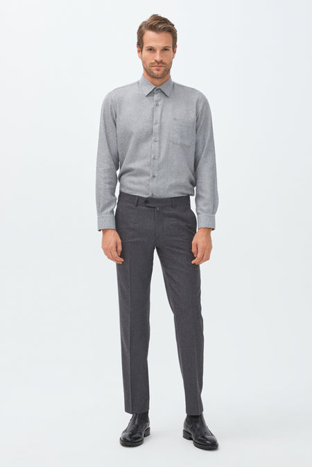 Orta Füme Relaxed Fit Rahat Kesim İtalyan Kaşmirli Flanel Kumaş Pantolon