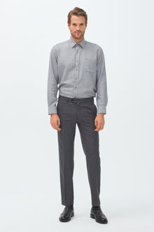 Orta Füme Regular Fit İtalyan Kaşmirli Flanel Kumaş Pantolon