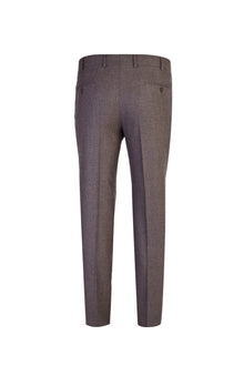 Kahve Slim Fit Dar Kesim İtalyan Kaşmirli Flanel Kumaş Pantolon