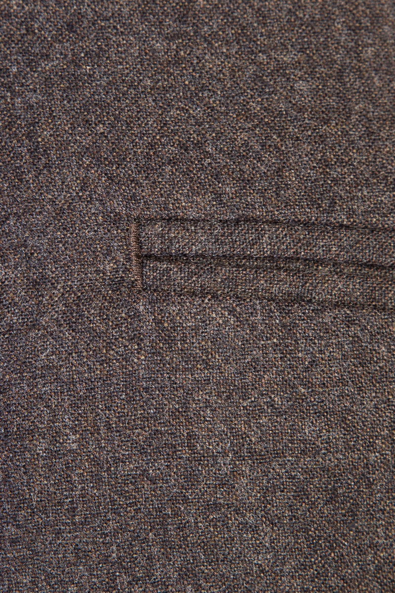 Kahve Relaxed Fit Rahat Kesim İtalyan Kaşmirli Flanel Kumaş Pantolon