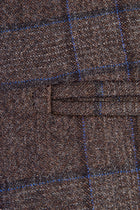 Kahve Regular Fit İtalyan Kaşmirli Ekose Flanel Kumaş Pantolon