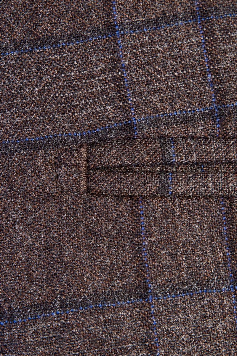 Kahve Regular Fit İtalyan Kaşmirli Ekose Flanel Kumaş Pantolon