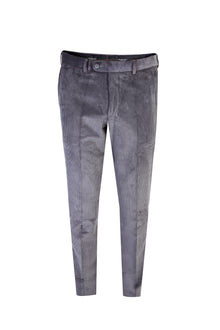 Orta Füme Regular Fit İtalyan Likralı Kadife Pantolon